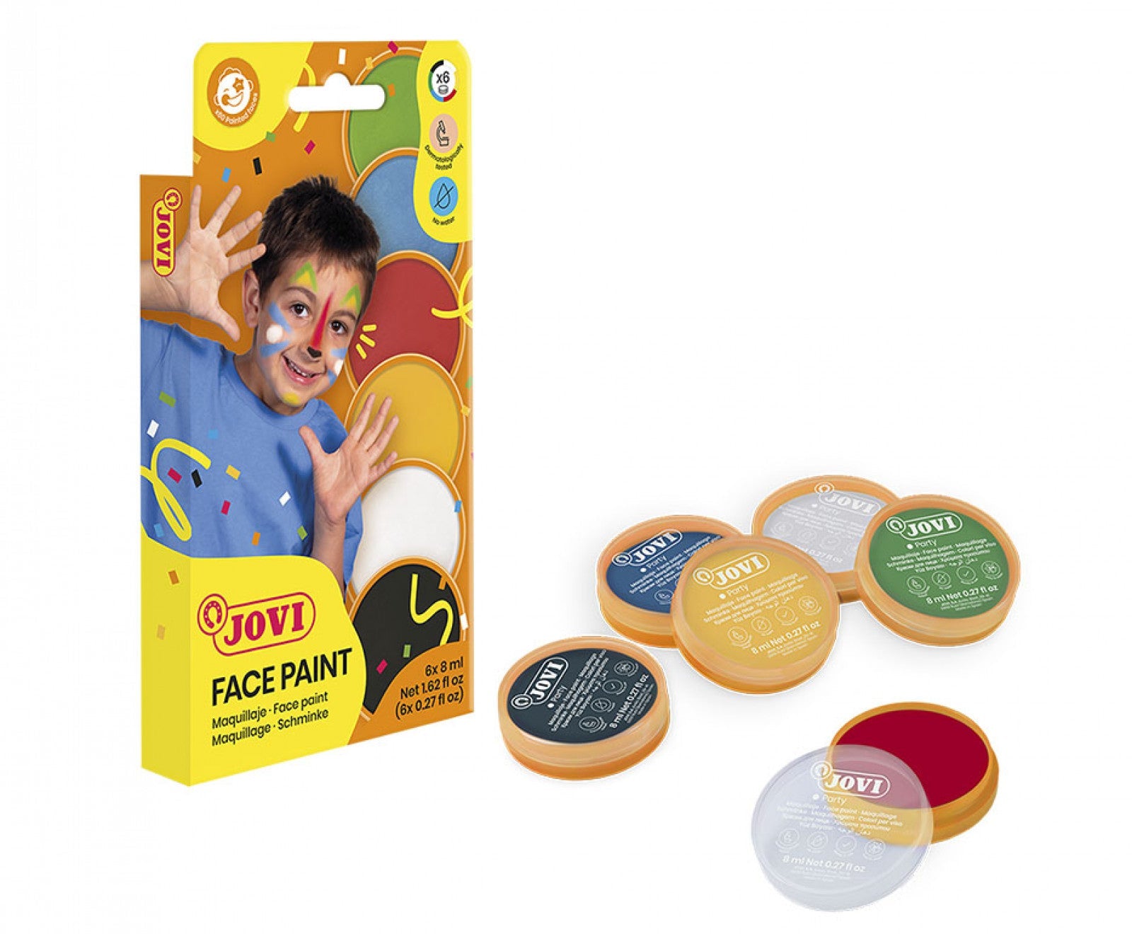 JOVI FACE PAINT IN CARDBOARD BOX OF 8ML X 6 COLORS