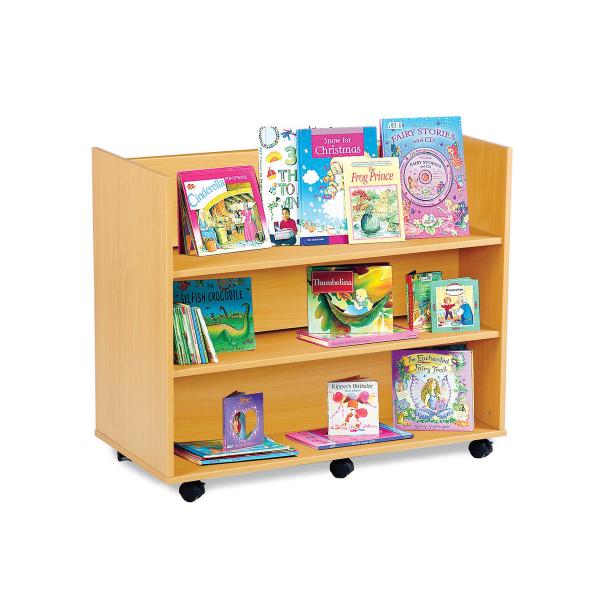 Monarch mobile library unit with 3 shelves each side