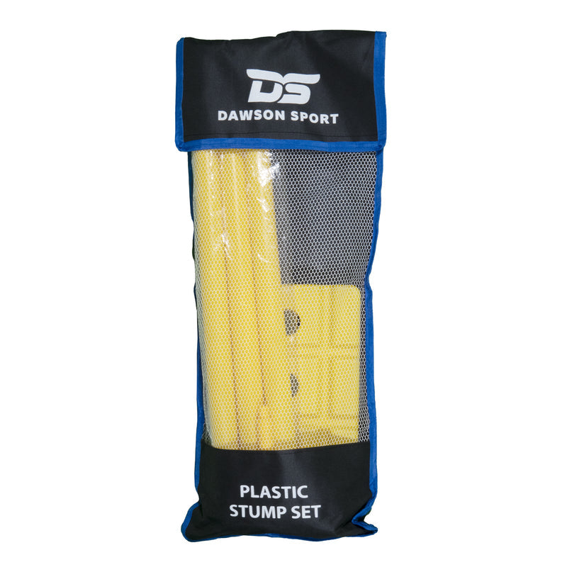 DS Plastic Cricket Stump Set with Base and Bails Yellow