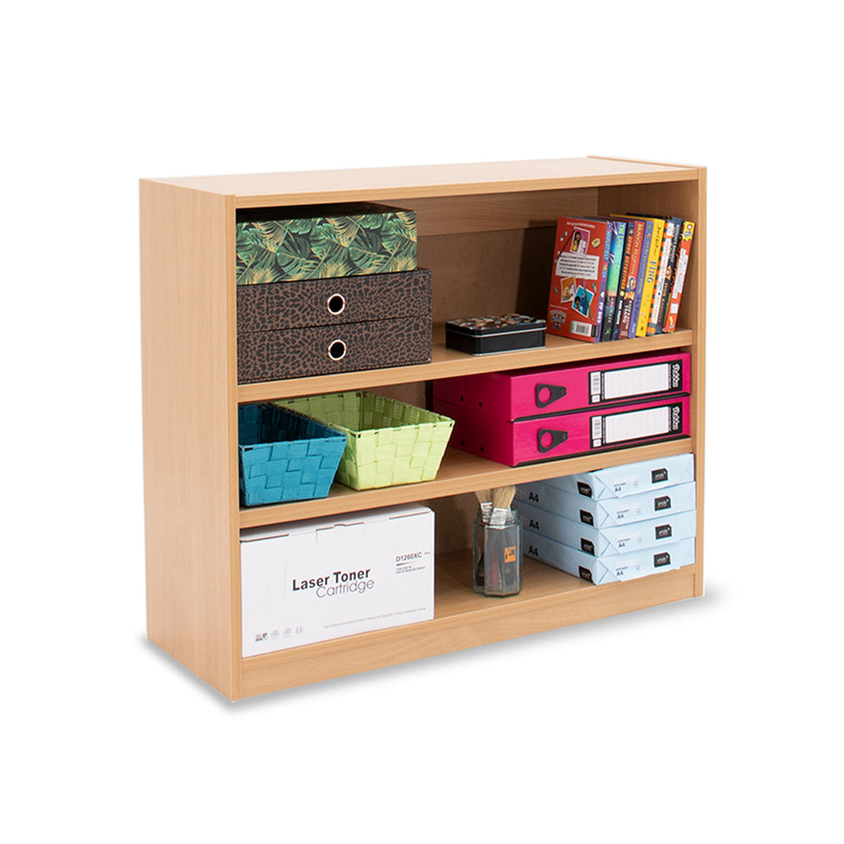 Monarch MEQ750 open bookcase with 2 adjustable shelves