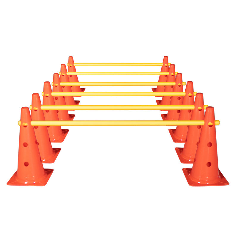 DS Cone Hurdle Set - 15\" (12 Cones, 6 Poles) Orange