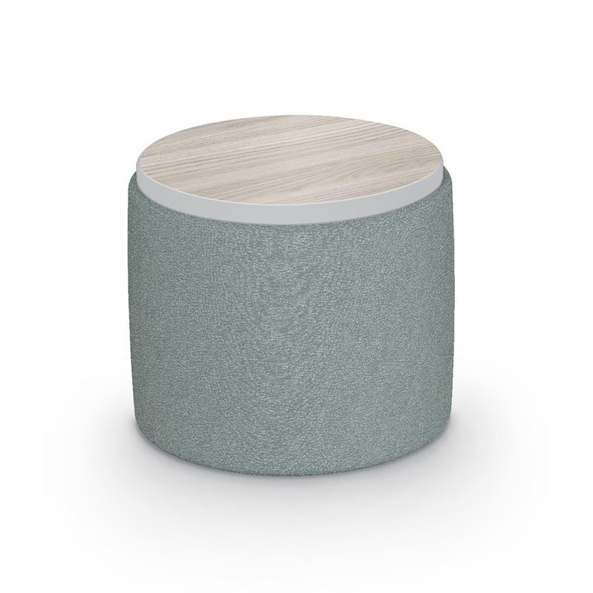 MOORECO - SOFT SEATING - 18 IN POUF STOOL WITH LAMINATE TOP - 18 DIA X 18 H IN - SPECIFY TOP COLOR - SPECIFY FABRIC COLOR