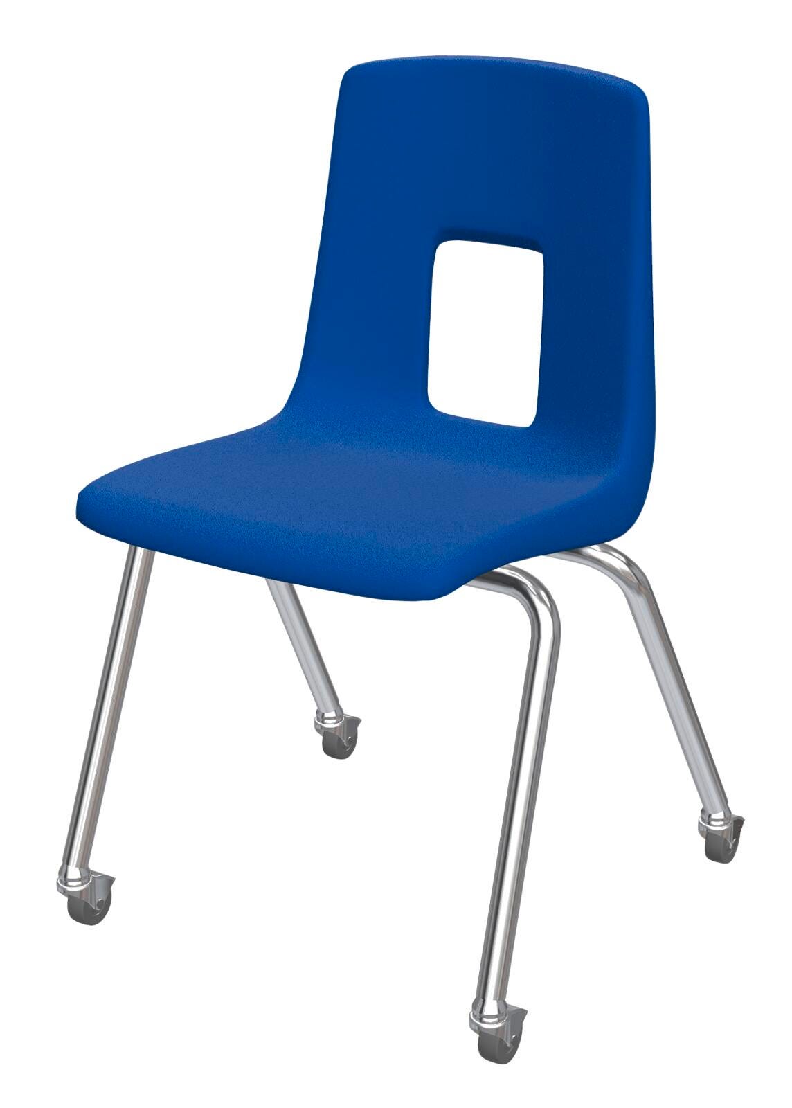 CHAIR - CLASSROOM SELECT - TRADITIONAL 4-LEG CHAIR - 17-1/2 IN - SPECIFY SEAT AND BACK COLOR - CHROME - CASTER - SPECIFY GLIDE TYPE