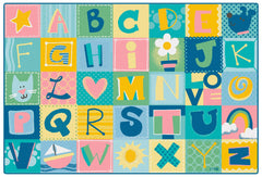 CARPETS FOR KIDS - KIDSOFT TODDLER ALPHABET BLOCKS - RECTANGLE - 4 FT X 6 FT - SPECIFY CARPET COLOR
