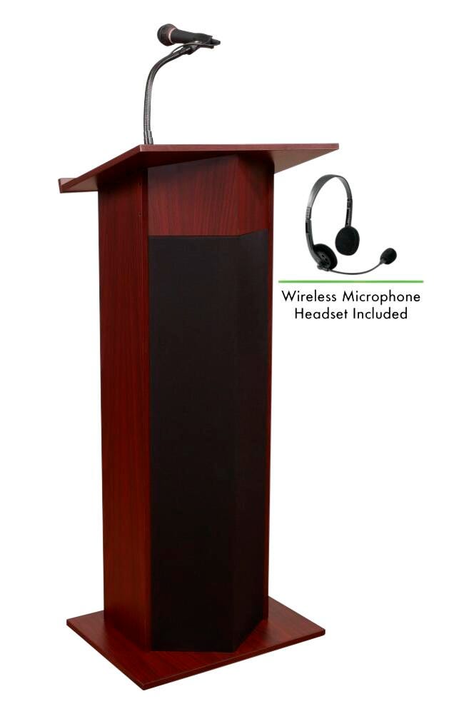 OKLAHOMA SOUND - POWER PLUS LECTERN - 22 W X 17 D X 46 H IN - SPECIFY PRODUCT DIMENSIONS - SPECIFY COLOR - WIRELESS HEADSET MIC