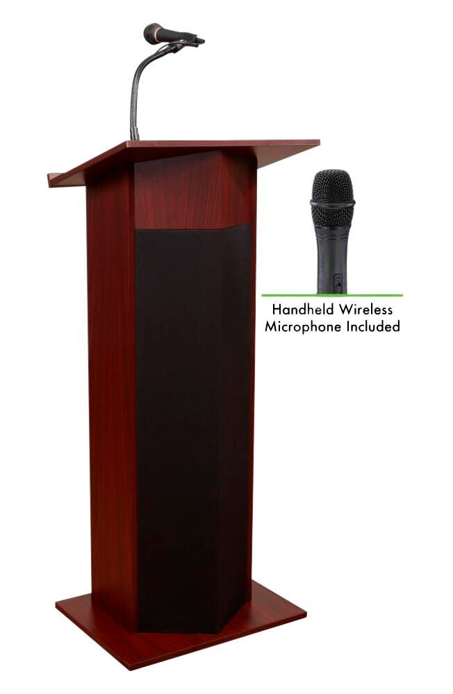 OKLAHOMA SOUND - POWER PLUS LECTERN - 22 W X 17 D X 46 H IN - SPECIFY PRODUCT DIMENSIONS - SPECIFY COLOR - WIRELESS HANDHELD MIC