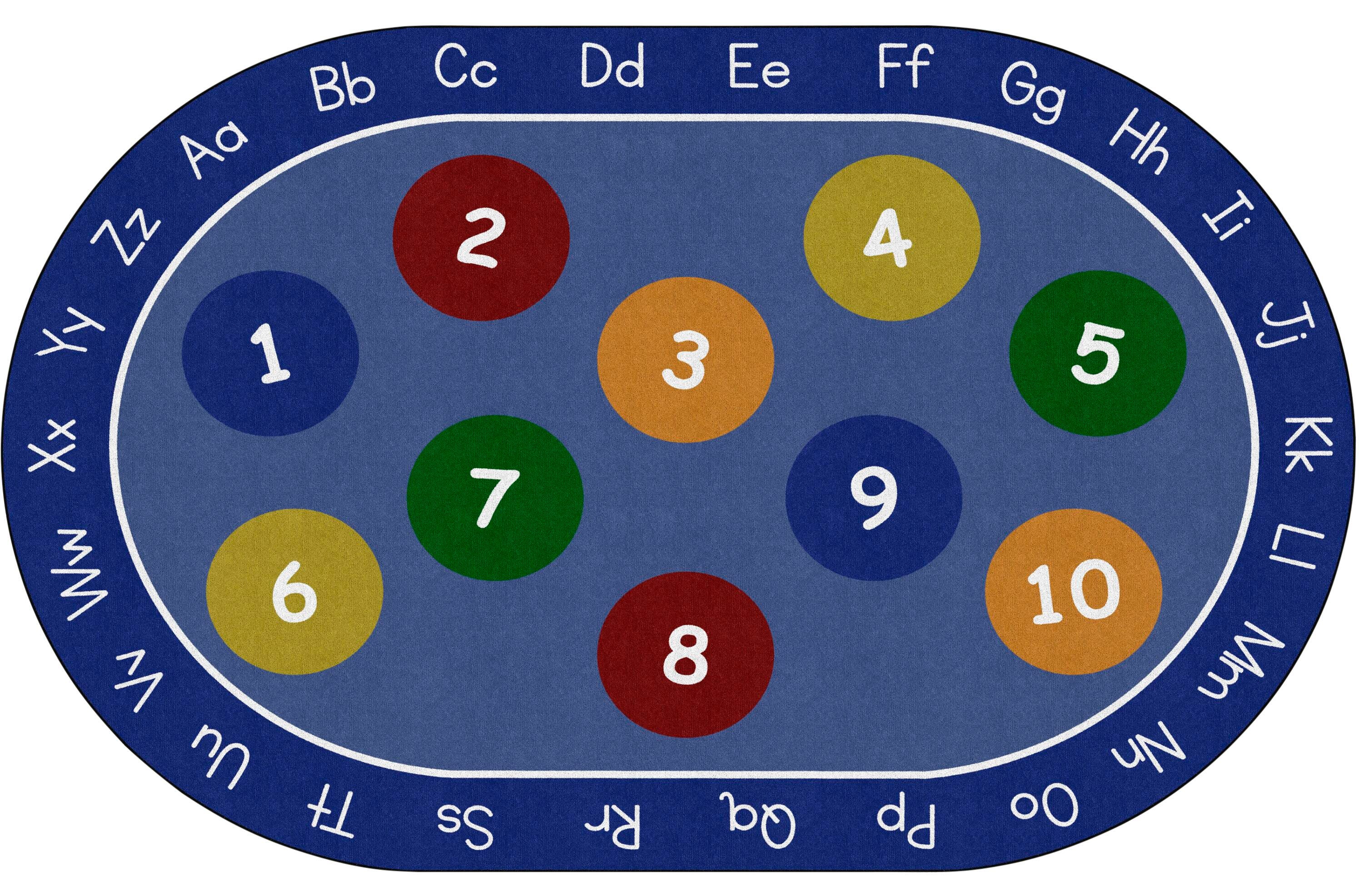 CHILDCRAFT - CARPETS - NUMBERS AND ALPHABET - OVAL - 6 FT X 9 FT - SPECIFY CARPET COLOR