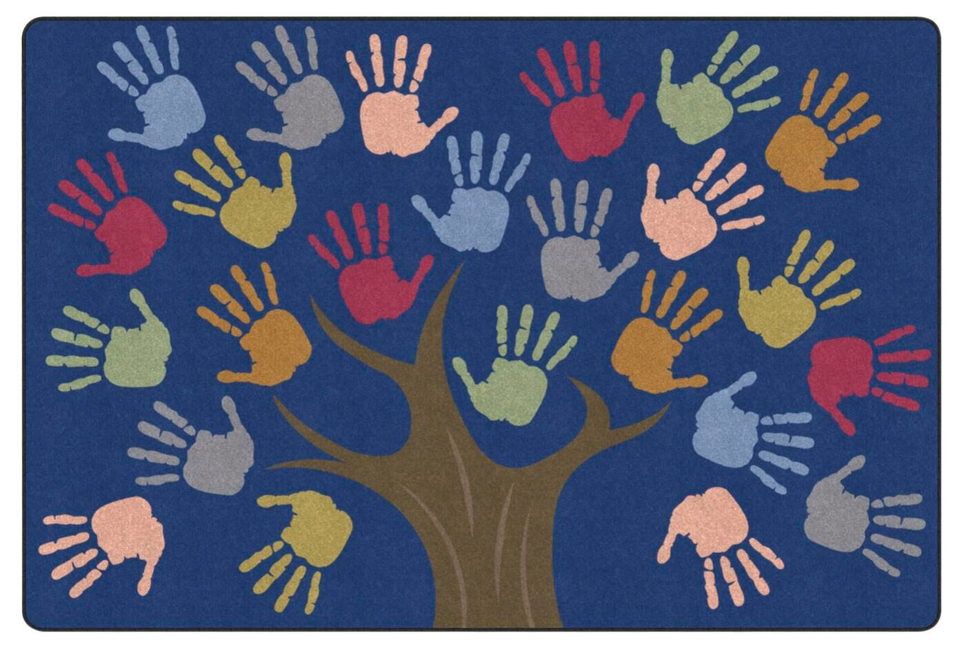 CHILDCRAFT - CARPETS - HANDPRINT TREE SEATING - RECTANGLE - 6 FT X 9 FT - SPECIFY CARPET COLOR