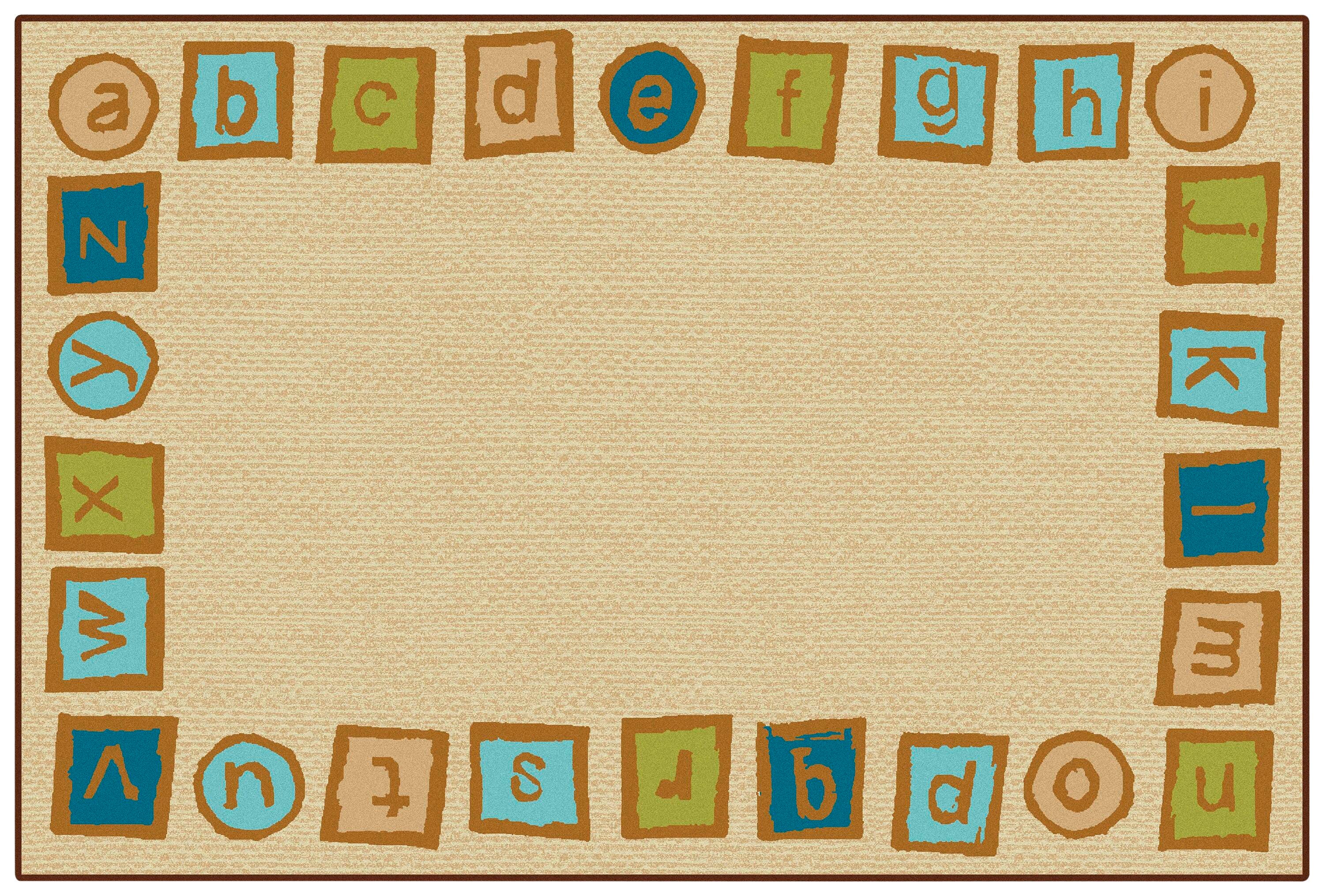 CARPETS FOR KIDS - KIDSVALUE PLUS ALPHABET BLOCKS BORDER - RECTANGLE - 6 FT X 9 FT - SPECIFY CARPET COLOR