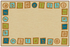 CARPETS FOR KIDS - KIDSVALUE PLUS ALPHABET BLOCKS BORDER - RECTANGLE - 6 FT X 9 FT - SPECIFY CARPET COLOR