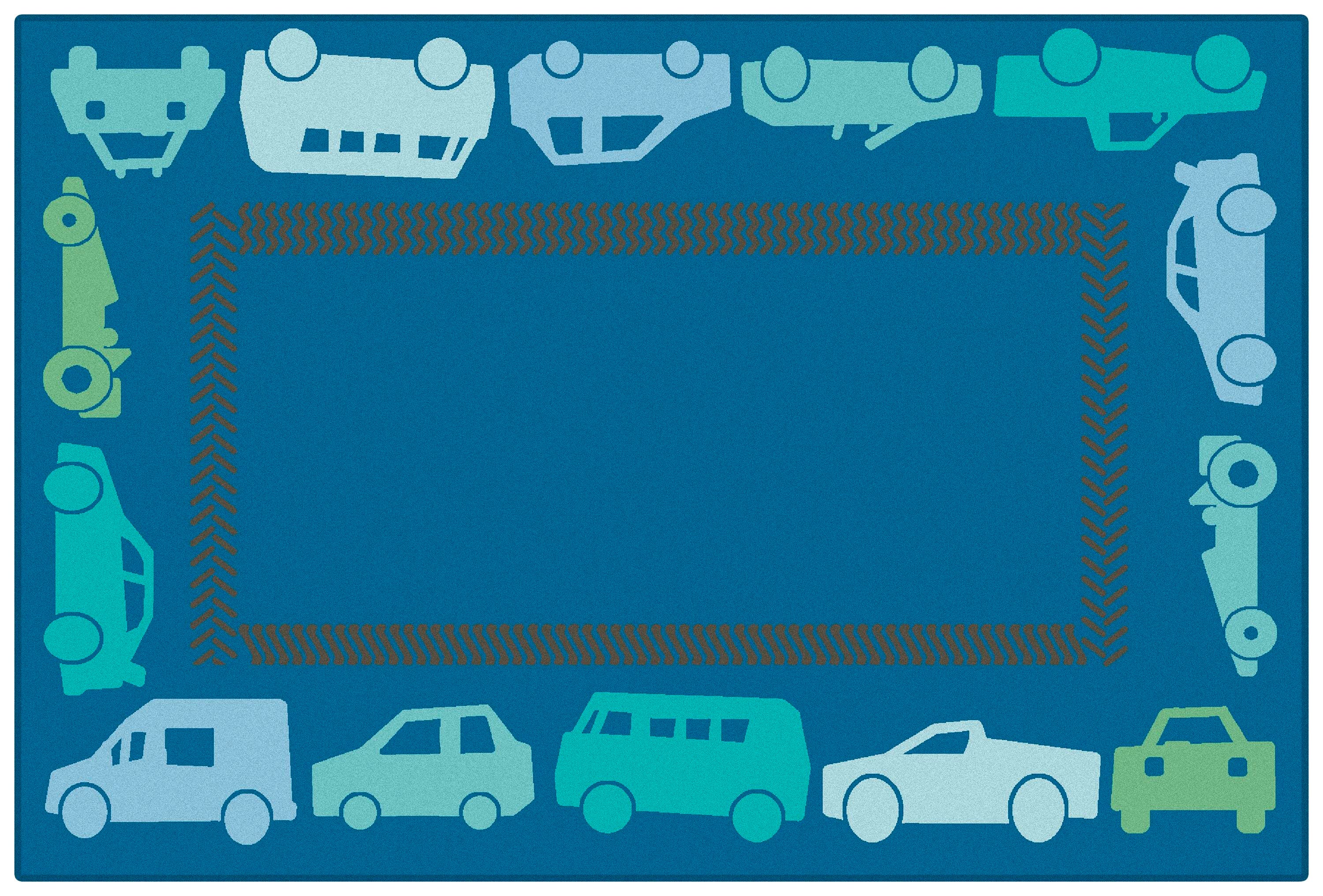 CARPETS FOR KIDS - KIDSVALUE PLUS ALL AUTOS BORDER - RECTANGLE - 6 FT X 9 FT - SPECIFY CARPET COLOR