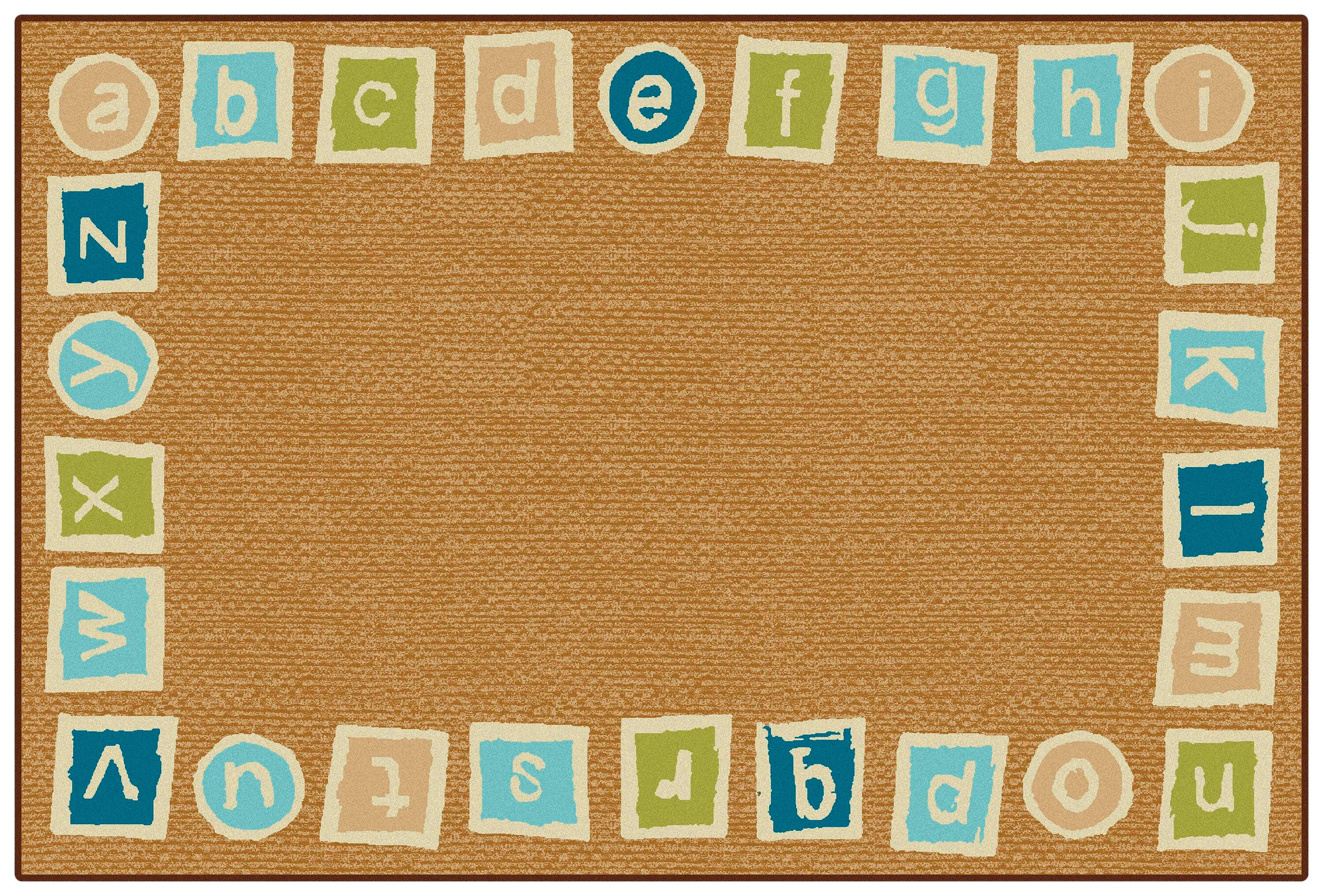 CARPETS FOR KIDS - KIDSVALUE ALPHABET BLOCKS BORDER - RECTANGLE - 4 FT X 6 FT - SPECIFY CARPET COLOR