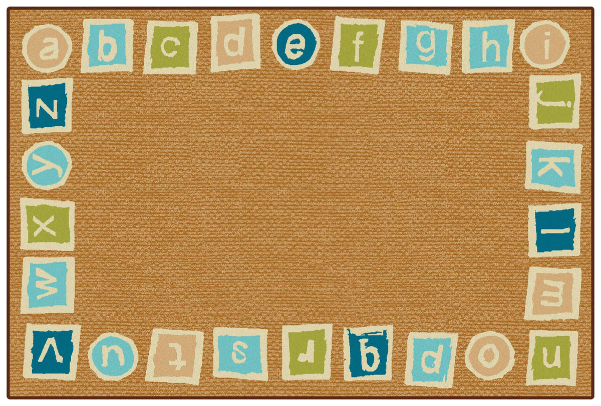 CARPETS FOR KIDS - KIDSVALUE ALPHABET BLOCKS BORDER - RECTANGLE - 4 FT X 6 FT - SPECIFY CARPET COLOR