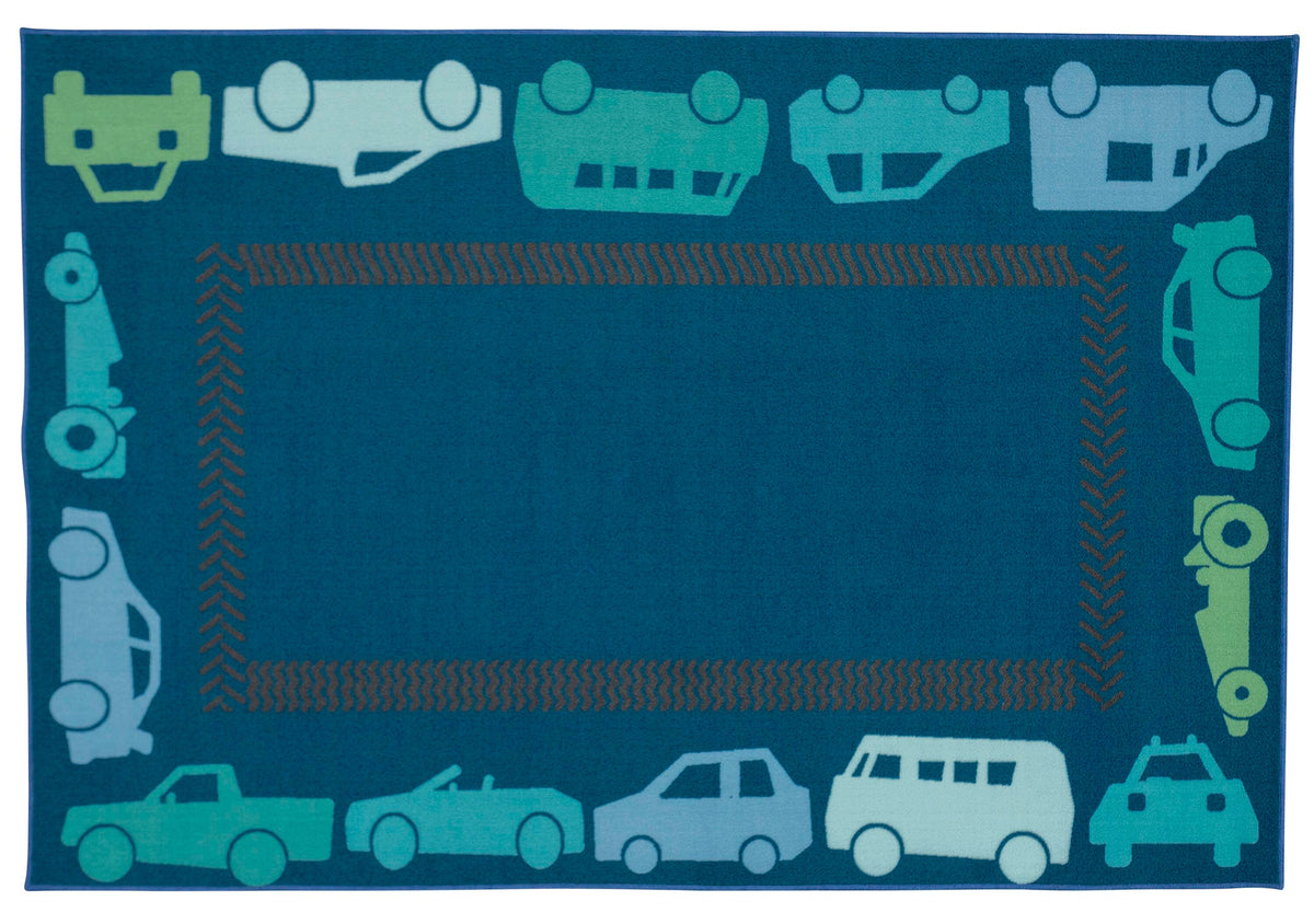 CARPETS FOR KIDS - KIDSVALUE ALL AUTOS BORDER - RECTANGLE - 4 FT X 6 FT - SPECIFY CARPET COLOR