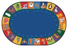 CARPETS FOR KIDS - KIDSVALUE PLUS ALL THE ANIMALS LITERACY SEATING - OVAL - 6 FT X 9 FT - SPECIFY CARPET COLOR