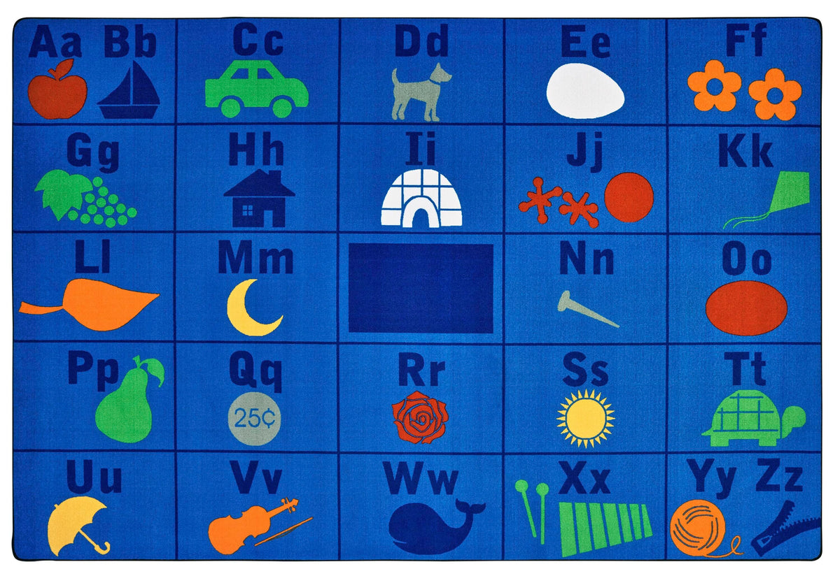 CARPETS FOR KIDS - KIDSVALUE PLUS ALPHABET SEATING - RECTANGLE - 6 FT X 9 FT - SPECIFY CARPET COLOR