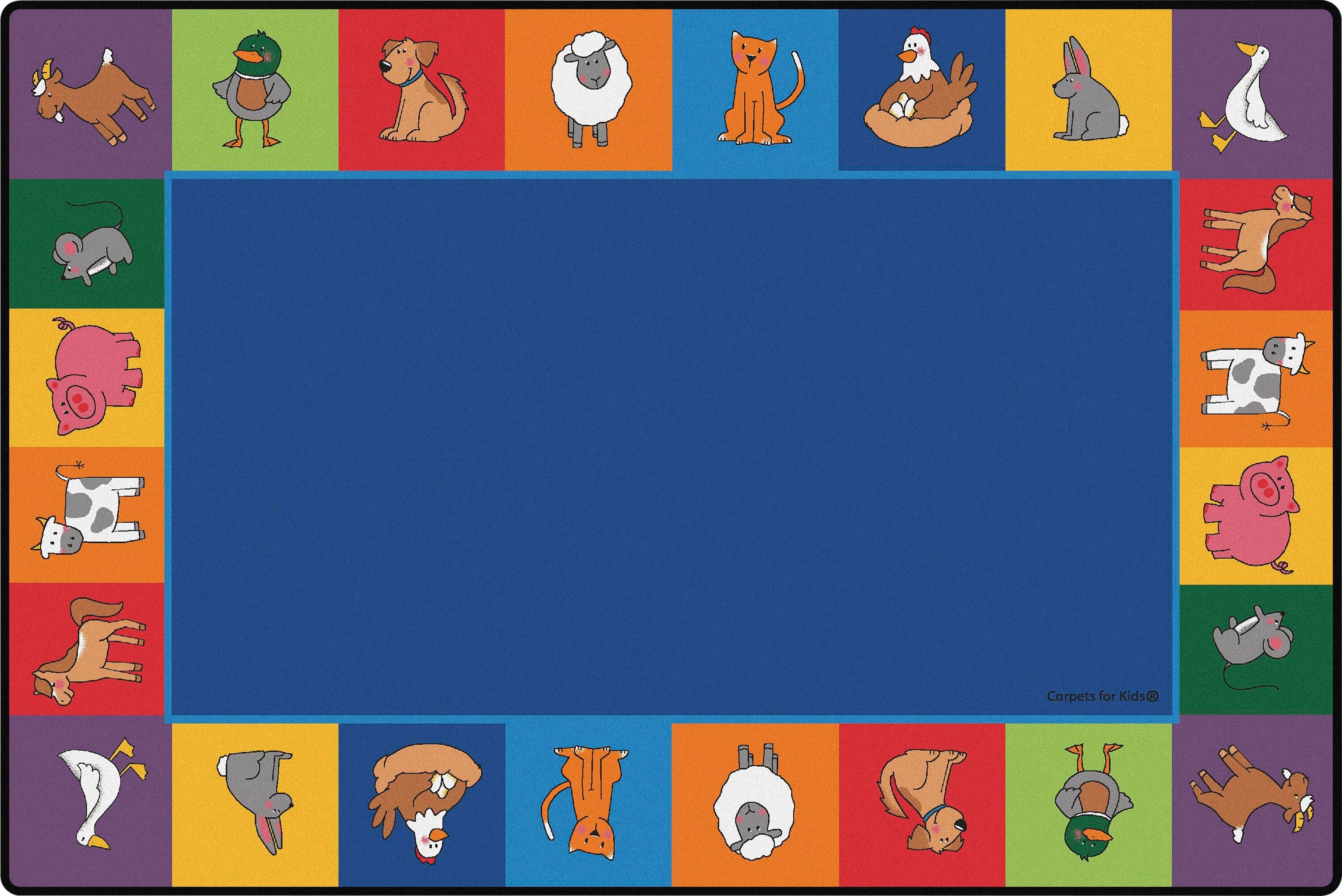 CARPETS FOR KIDS - KIDSVALUE PLUS FARM ANIMALS SEATING - RECTANGLE - 6 FT X 9 FT - SPECIFY CARPET COLOR