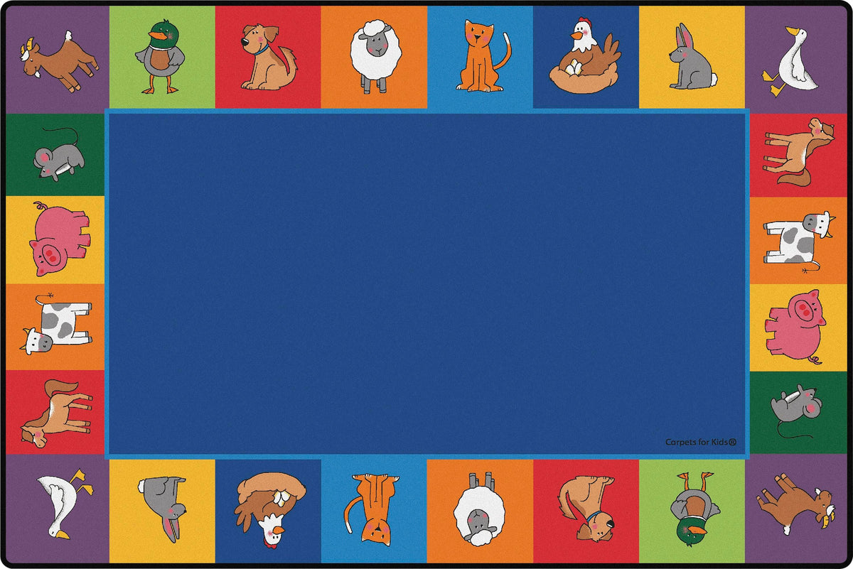 CARPETS FOR KIDS - KIDSVALUE PLUS FARM ANIMALS SEATING - RECTANGLE - 6 FT X 9 FT - SPECIFY CARPET COLOR