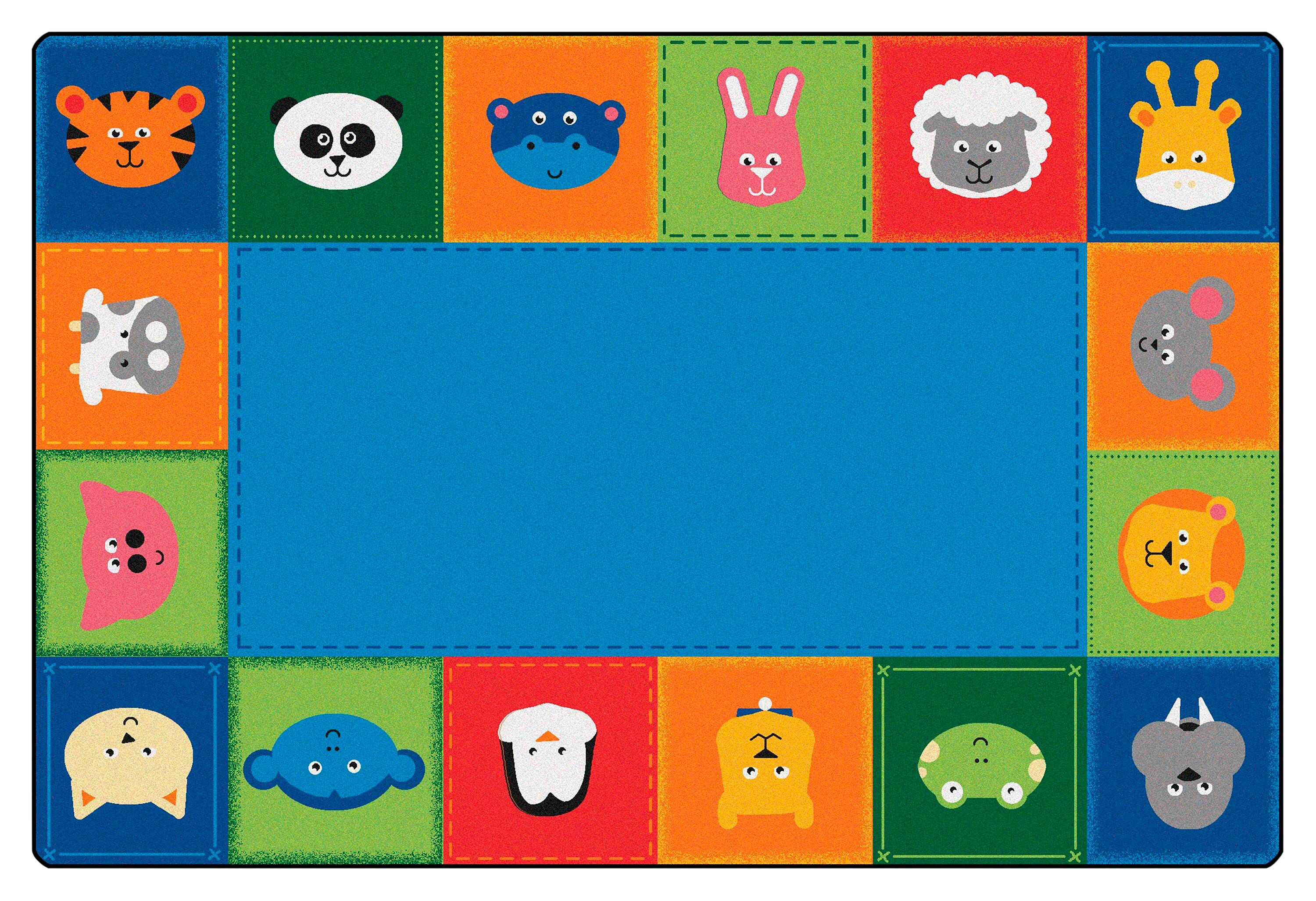 CARPETS FOR KIDS - KIDSOFT BABY ANIMALS BORDER - RECTANGLE - 6 FT X 9 FT - SPECIFY CARPET COLOR