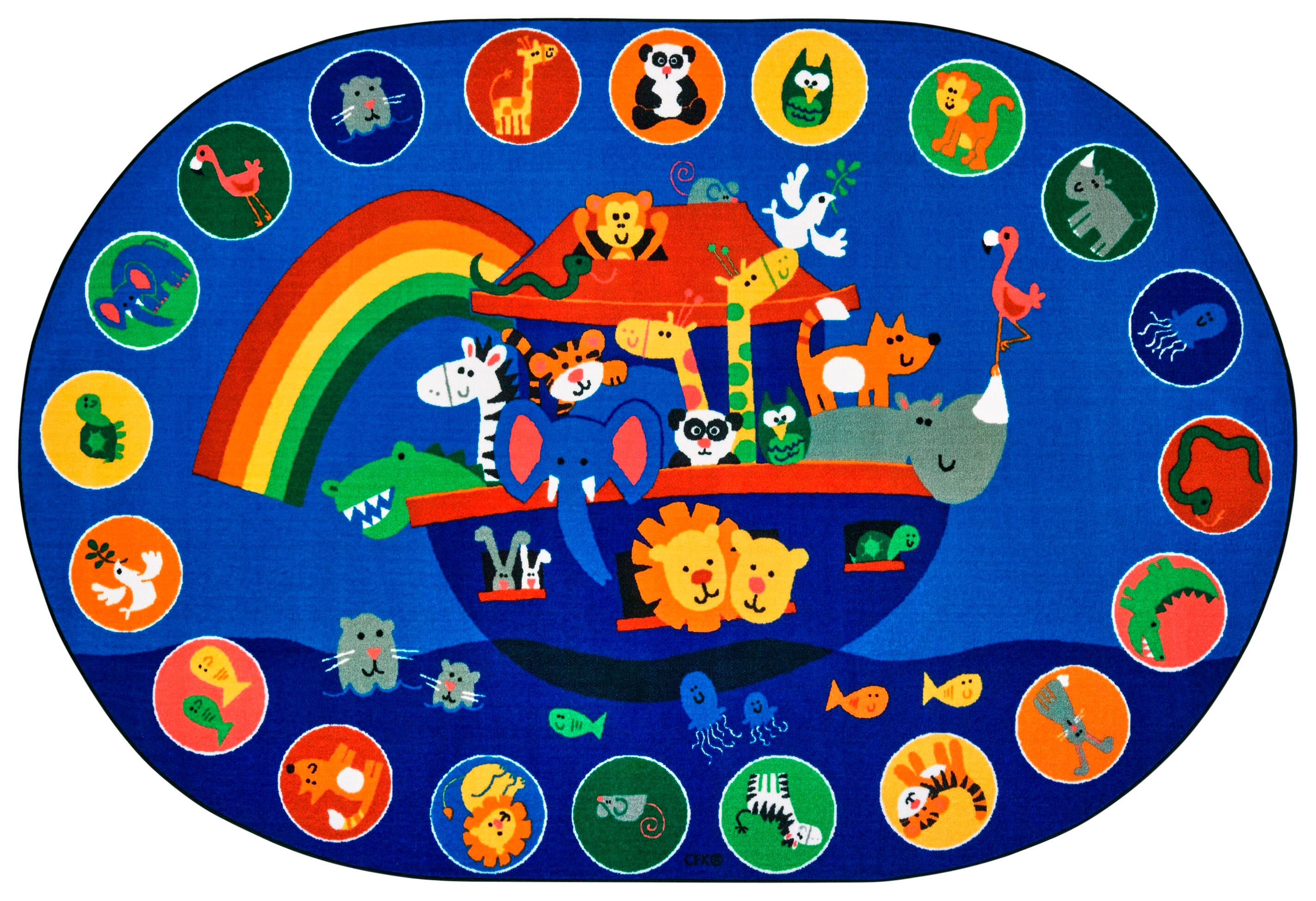 CARPETS FOR KIDS - KIDSVALUE PLUS NOAHS VOYAGE CIRCLETIME - OVAL - 6 FT X 9 FT - SPECIFY CARPET COLOR
