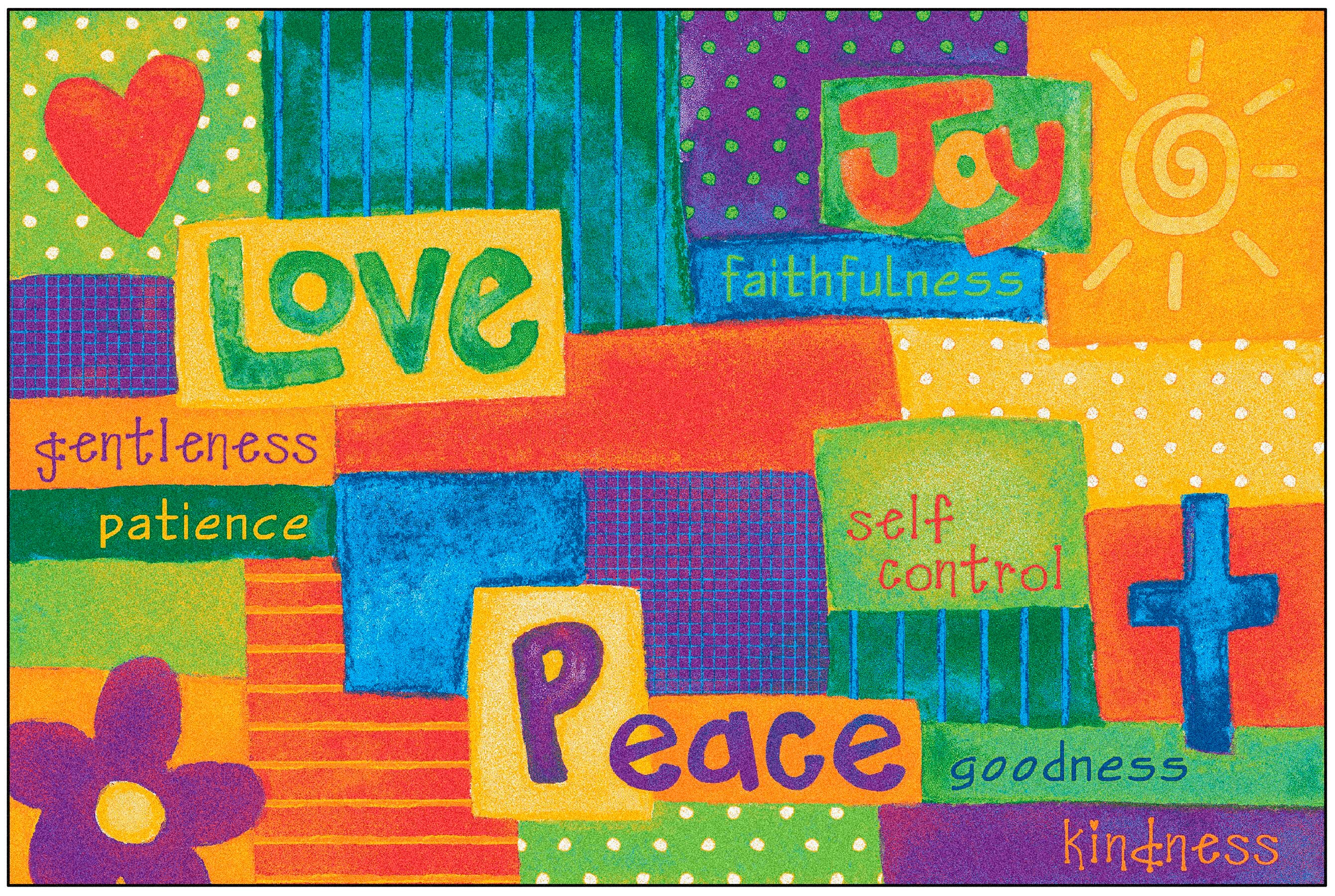 CARPETS FOR KIDS - KIDSVALUE PLUS SPIRITUAL FRUIT PAINTED - RECTANGLE - 6 FT X 9 FT - SPECIFY CARPET COLOR