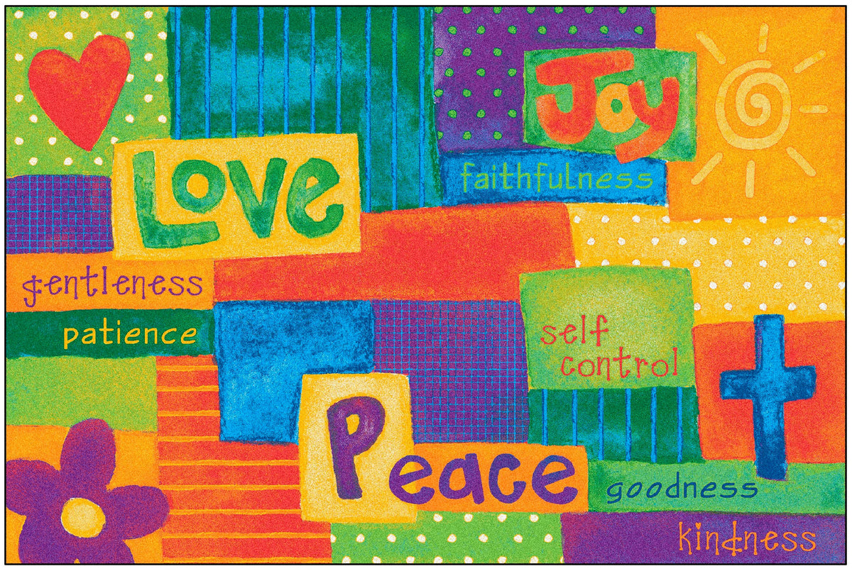 CARPETS FOR KIDS - KIDSVALUE PLUS SPIRITUAL FRUIT PAINTED - RECTANGLE - 6 FT X 9 FT - SPECIFY CARPET COLOR