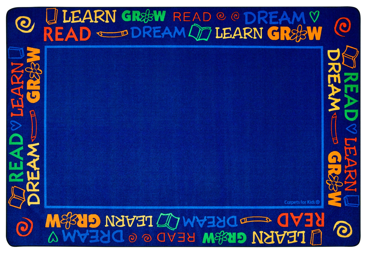 CARPETS FOR KIDS - PREMIUM READ TO DREAM BORDER - RECTANGLE - 6 FT X 9 FT - SPECIFY CARPET COLOR