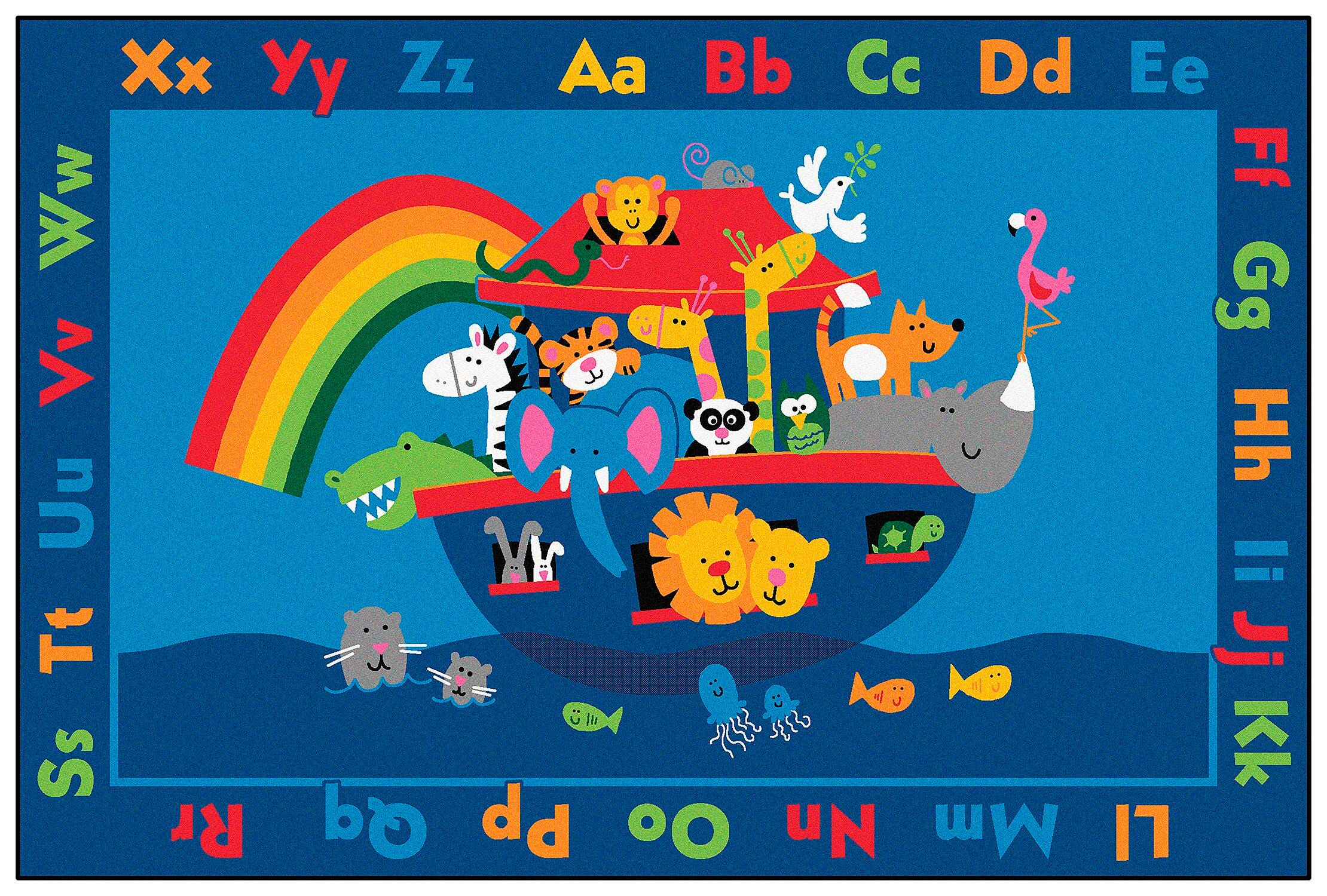 CARPETS FOR KIDS - KIDSVALUE PLUS NOAHS ALPHABET ANIMALS - RECTANGLE - 6 FT X 9 FT - SPECIFY CARPET COLOR