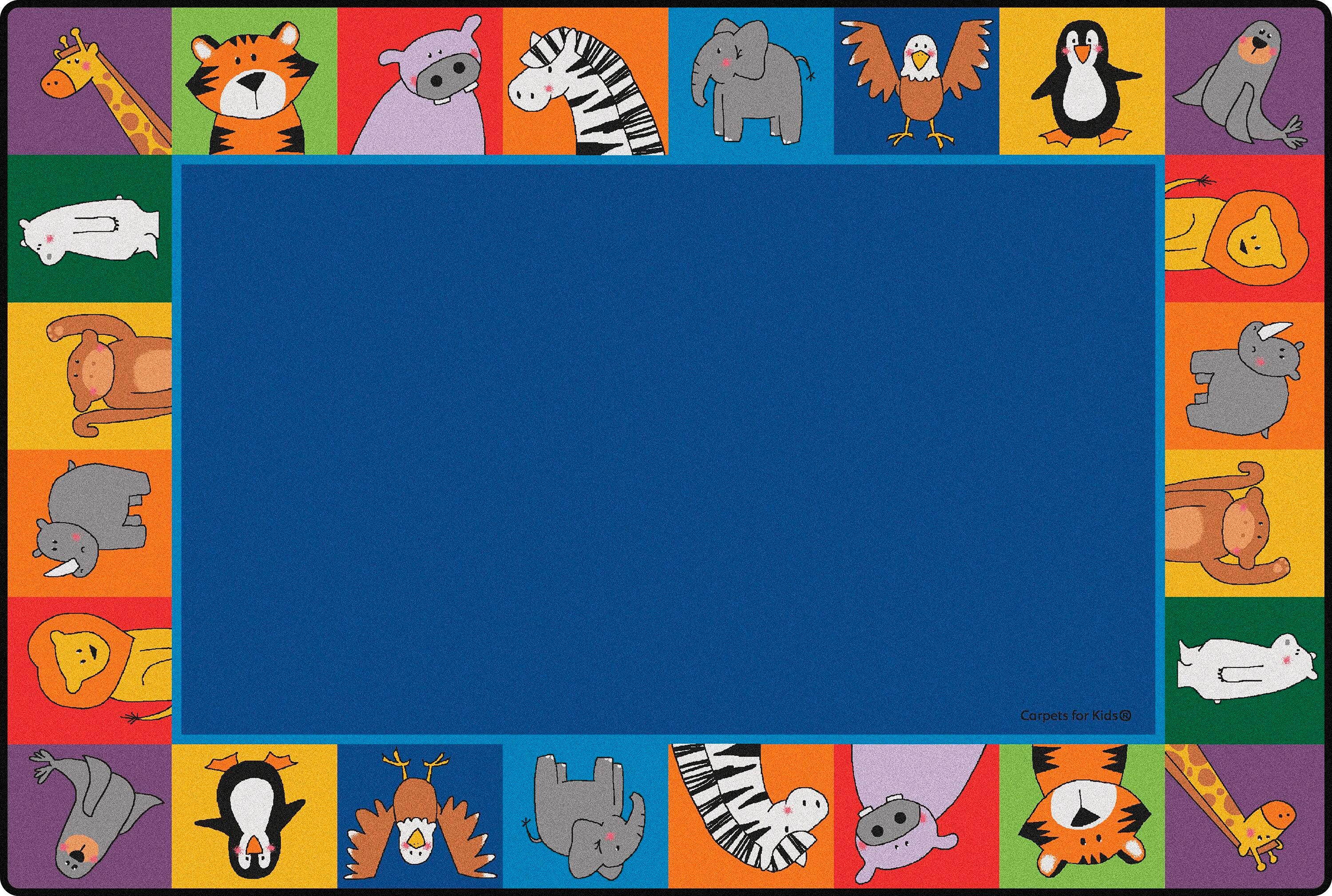 CARPETS FOR KIDS - KIDSVALUE PLUS ZOO ANIMALS SEATING - RECTANGLE - 6 FT X 9 FT - SPECIFY CARPET COLOR