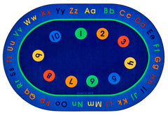 CARPETS FOR KIDS - PREMIUM BASIC CONCEPTS LITERACY - OVAL - 6 FT 9 IN X 9 FT 5 IN - SPECIFY CARPET COLOR