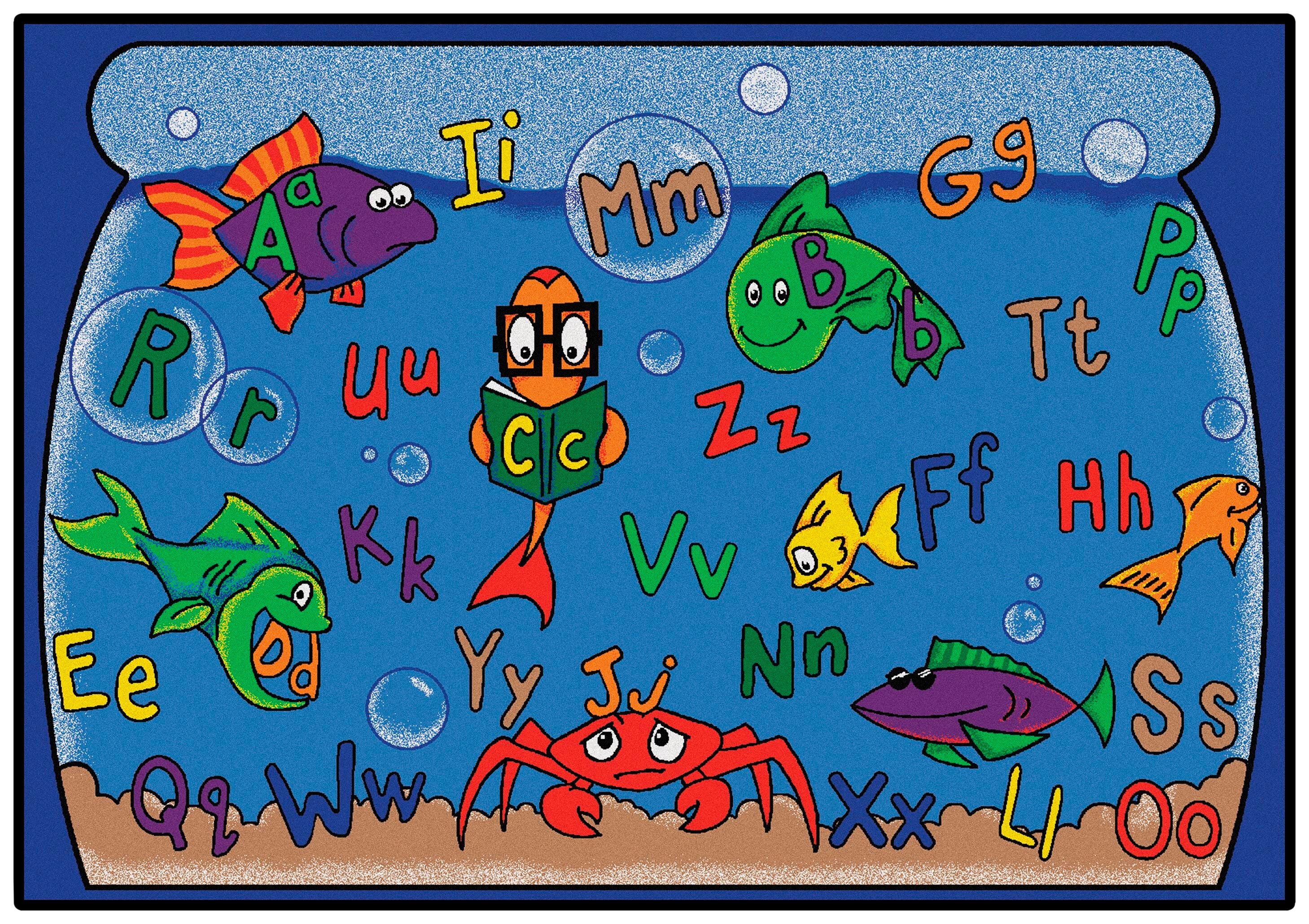CARPETS FOR KIDS - PREMIUM ALPHABET AQUARIUM - RECTANGLE - 5 FT 10 IN X 8 FT 4 IN - SPECIFY CARPET COLOR