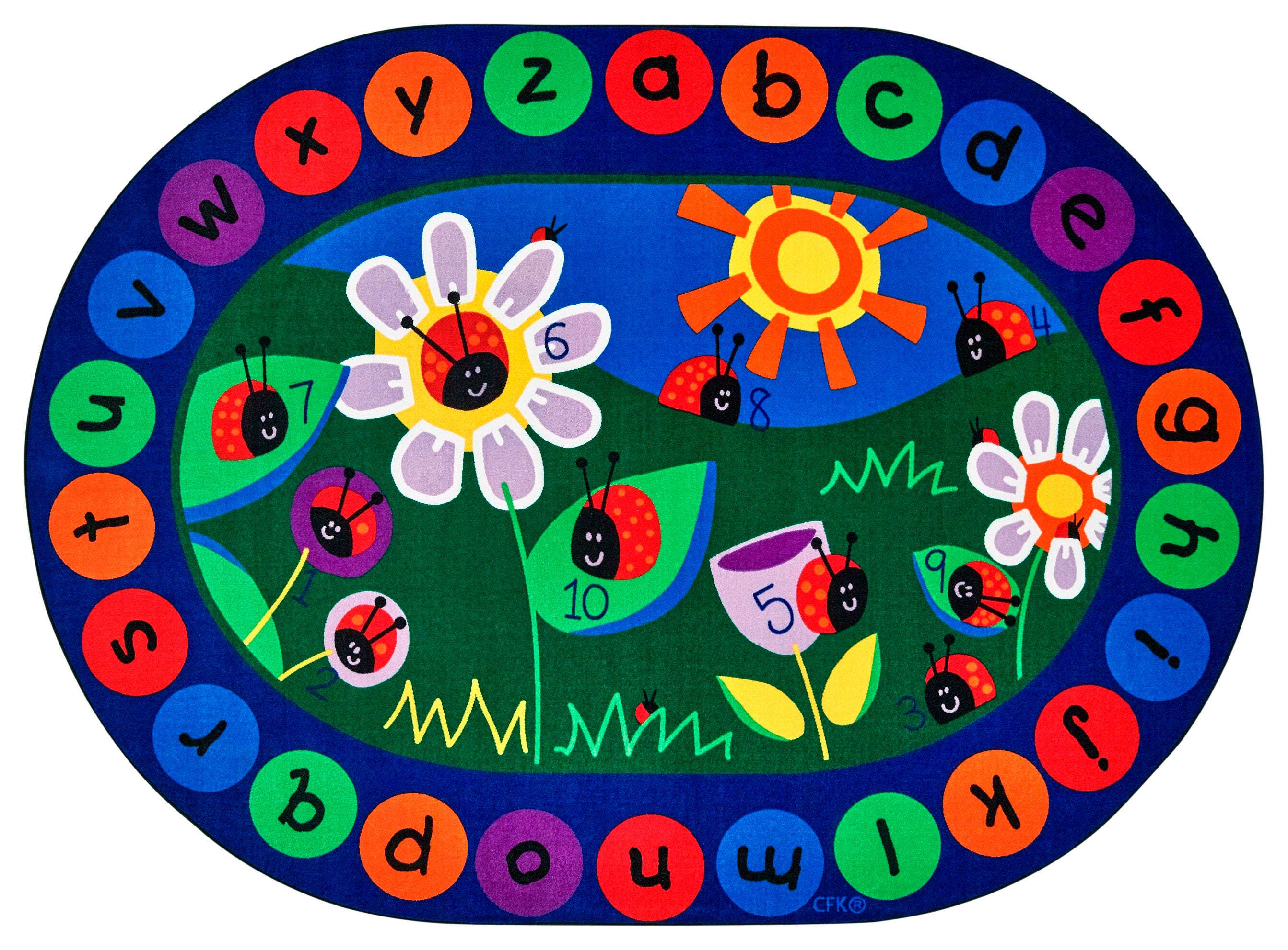 CARPETS FOR KIDS - PREMIUM LADYBUG CIRCLETIME - OVAL - 6 FT 9 IN X 9 FT 5 IN - SPECIFY CARPET COLOR