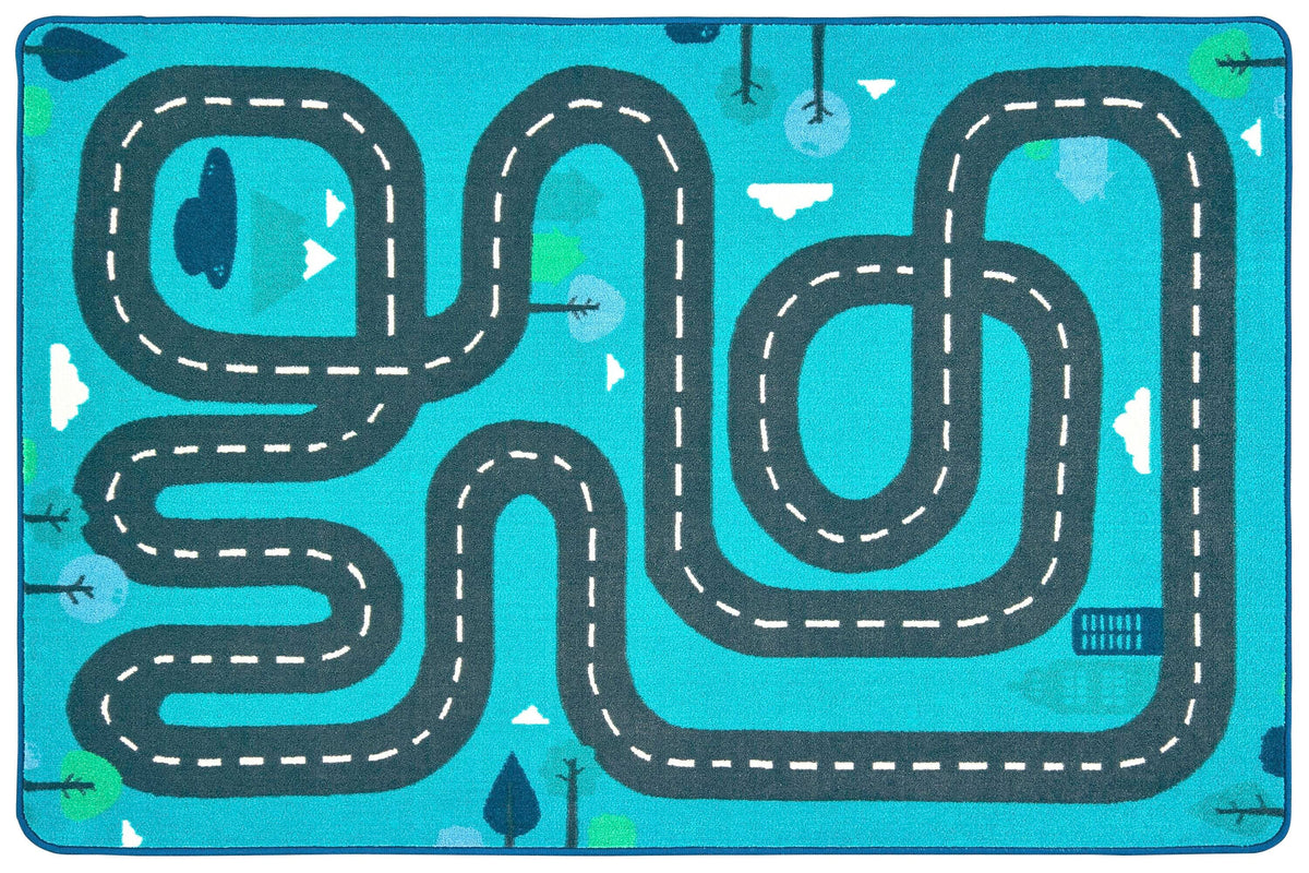 CARPETS FOR KIDS - PIXEL PERFECT TRANQUIL TRAVELING ROAD - RECTANGLE - 4 FT X 6 FT - SPECIFY CARPET COLOR