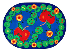 CARPETS FOR KIDS - PREMIUM ABC CATERPILLAR - OVAL - 6 FT 9 IN X 9 FT 5 IN - SPECIFY CARPET COLOR
