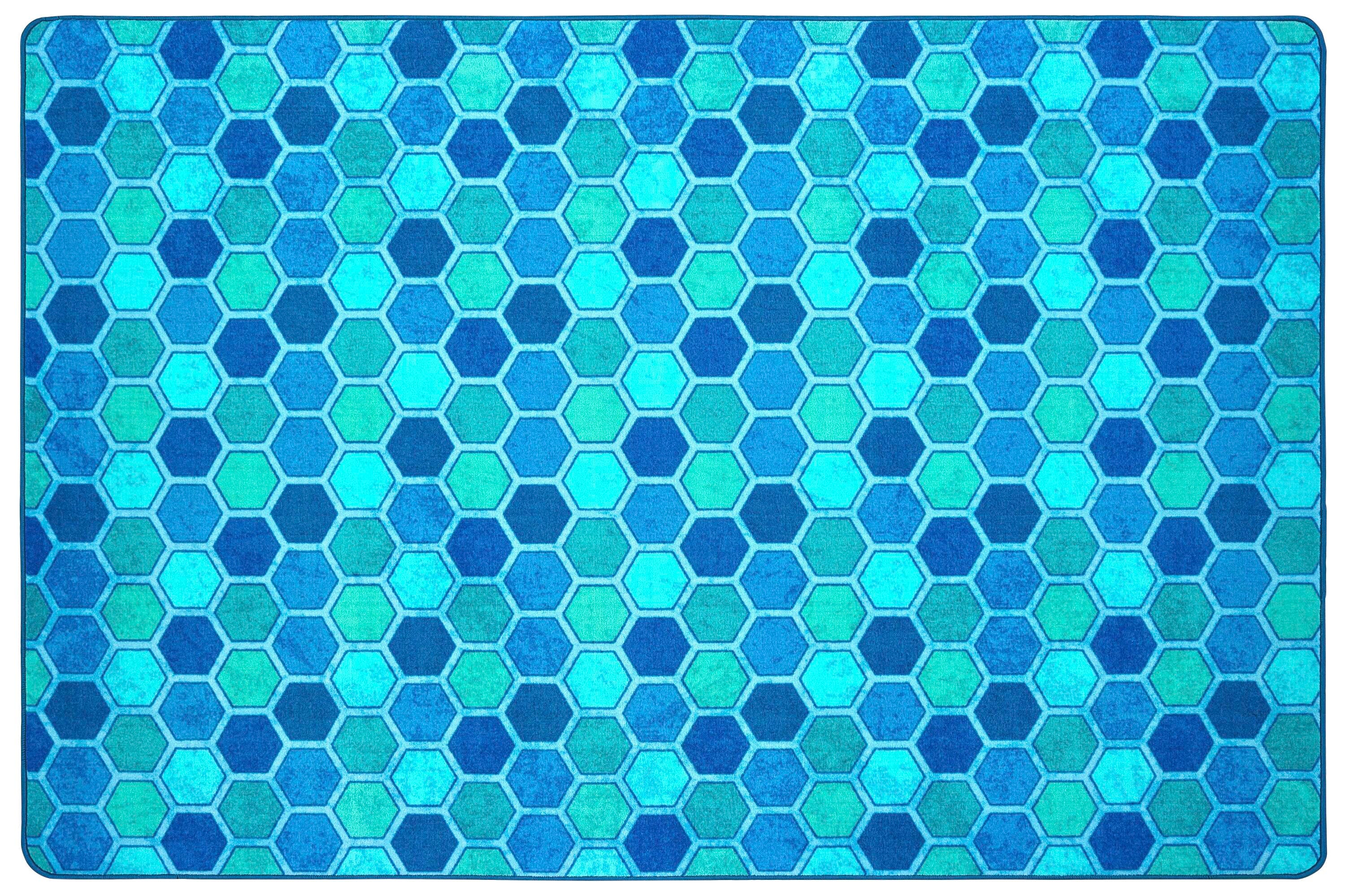 CARPETS FOR KIDS - PIXEL PERFECT HONEYCOMB PATTERN - RECTANGLE - 6 FT X 9 FT - SPECIFY CARPET COLOR