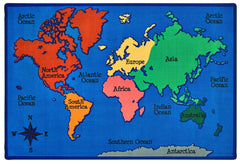 CARPETS FOR KIDS - KIDSVALUE PLUS WORLD MAP - RECTANGLE - 6 FT X 9 FT - SPECIFY CARPET COLOR