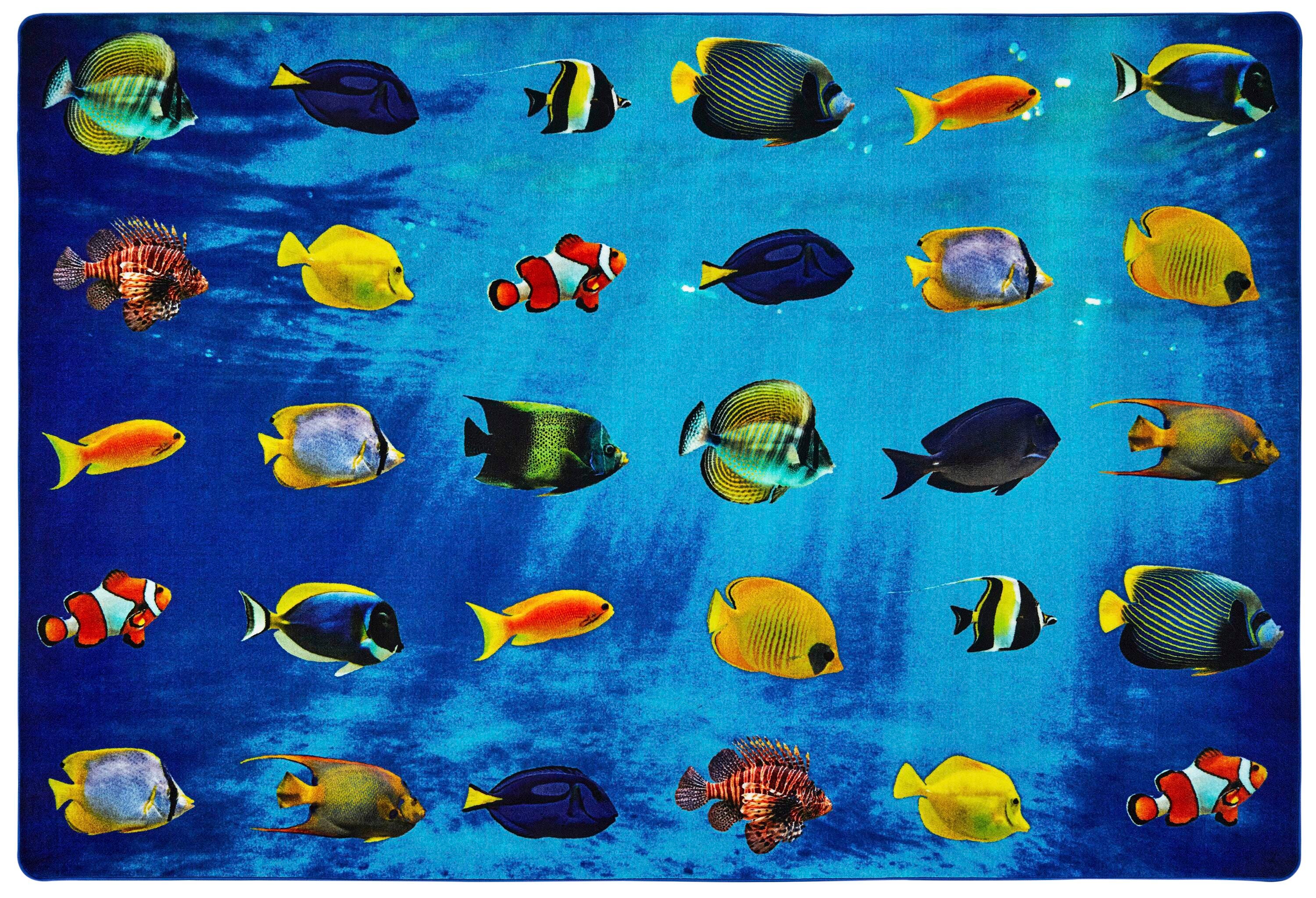 CARPETS FOR KIDS - PIXEL PERFECT FRIENDLY FISH SEATING - RECTANGLE - 6 FT X 9 FT - SPECIFY CARPET COLOR
