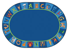 CARPETS FOR KIDS - PREMIUM A TO Z ANIMALS - OVAL - 6 FT 9 IN X 9 FT 5 IN - SPECIFY CARPET COLOR
