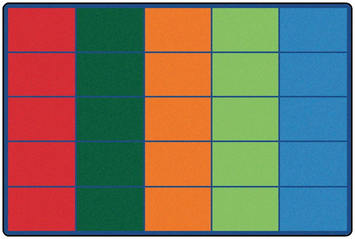 CARPETS FOR KIDS - PREMIUM COLORFUL ROWS SEATING - RECTANGLE - 6 FT X 9 FT - SPECIFY NUMBER OF SEATS - SPECIFY CARPET COLOR