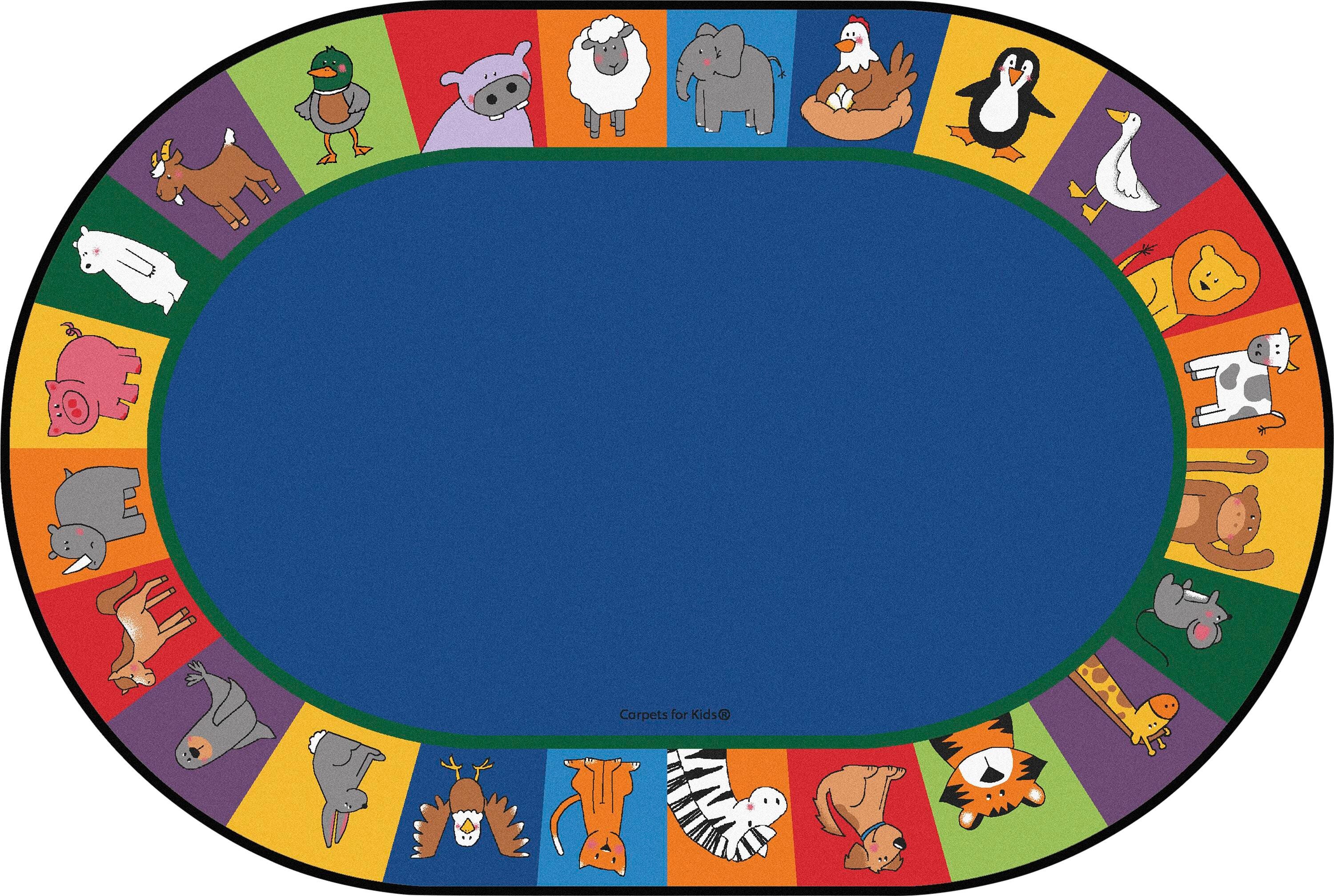 CARPETS FOR KIDS - KIDSVALUE PLUS ALL THE ANIMALS SEATING - OVAL - 6 FT X 9 FT - SPECIFY CARPET COLOR