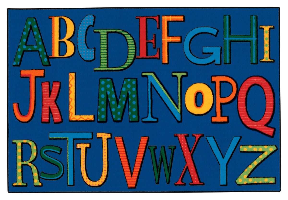 CARPETS FOR KIDS - KIDSVALUE PLAYFUL ALPHABET - RECTANGLE - 3 FT X 4 FT 6 IN - SPECIFY CARPET COLOR