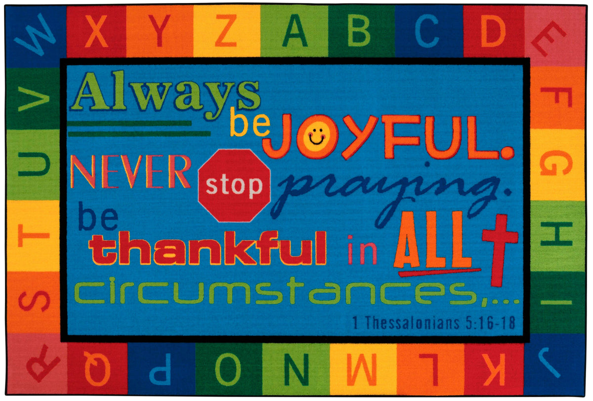 CARPETS FOR KIDS - KIDSVALUE PLUS ALWAYS BE JOYFUL CIRCLETIME - RECTANGLE - 6 FT X 9 FT - SPECIFY CARPET COLOR