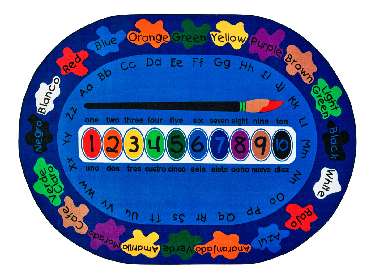 CARPETS FOR KIDS - PREMIUM BILINGUAL PAINT BY NUMERO - OVAL - 6 FT 9 IN X 9 FT 5 IN - SPECIFY CARPET COLOR