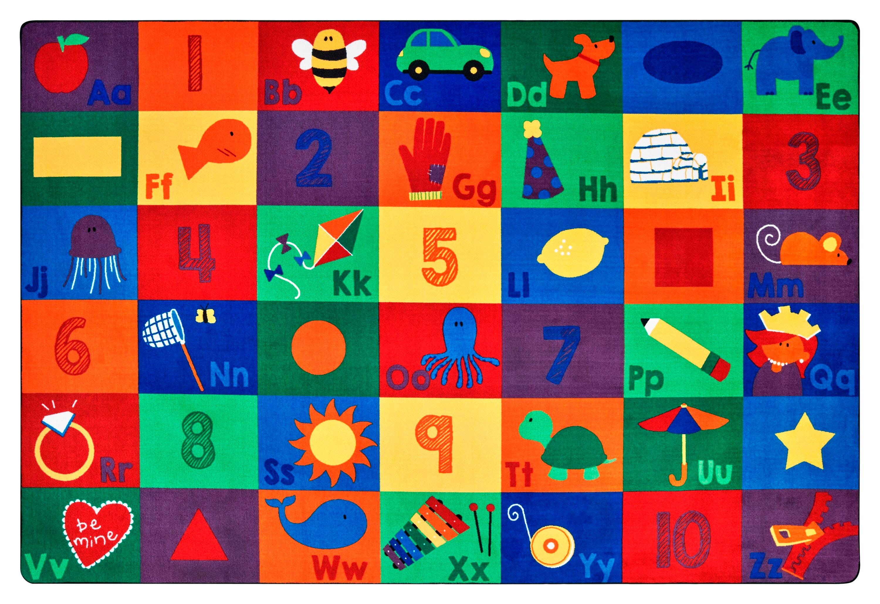 CARPETS FOR KIDS - PREMIUM SEQUENTIAL SEATING LITERACY - RECTANGLE - 4 FT X 6 FT - SPECIFY CARPET COLOR