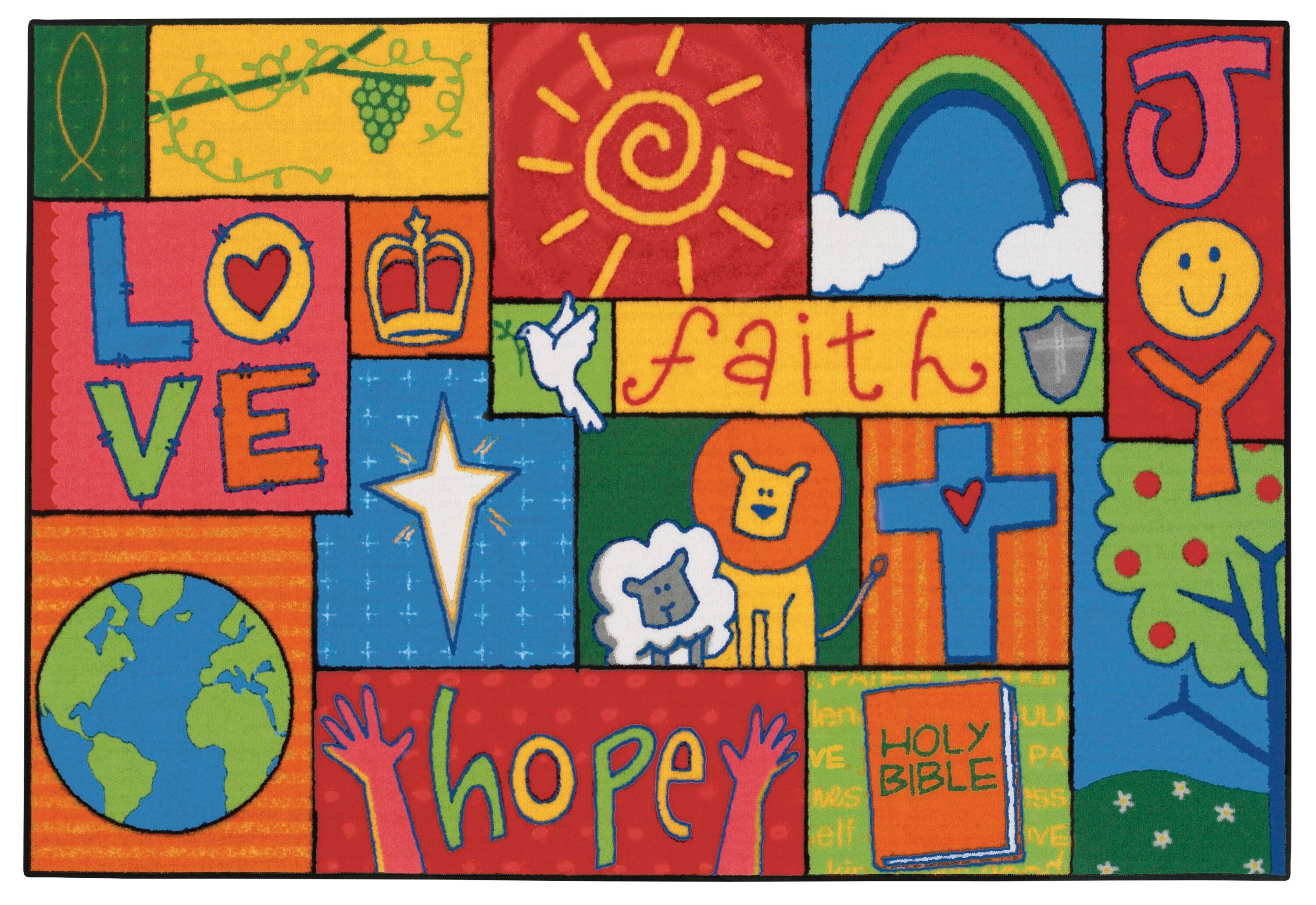 CARPETS FOR KIDS - KIDSVALUE INSPIRATIONAL PATCHWORK - RECTANGLE - 4 FT X 6 FT - SPECIFY CARPET COLOR