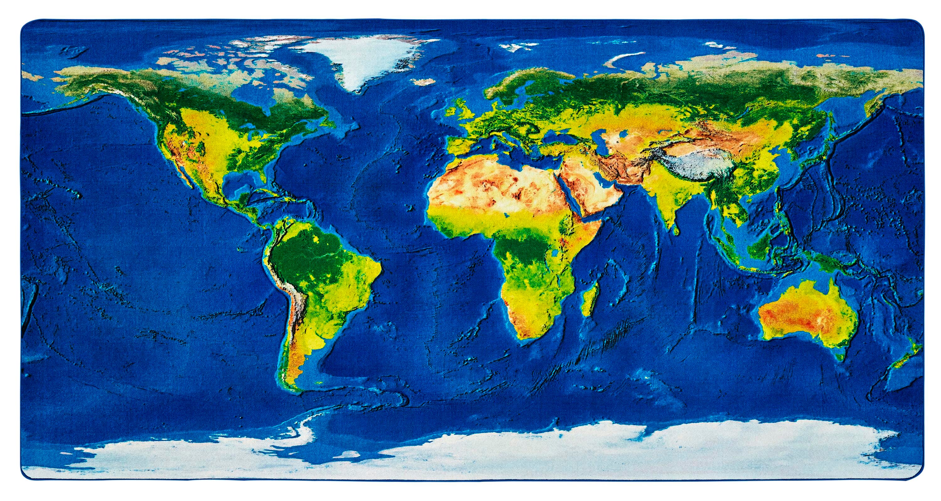 CARPETS FOR KIDS - PIXEL PERFECT LEARN OUR EARTH MAP - RECTANGLE - 6 FT X 12 FT - SPECIFY CARPET COLOR