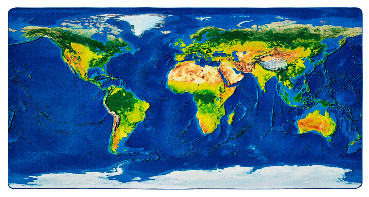 CARPETS FOR KIDS - PIXEL PERFECT LEARN OUR EARTH MAP - RECTANGLE - 6 FT X 12 FT - SPECIFY CARPET COLOR