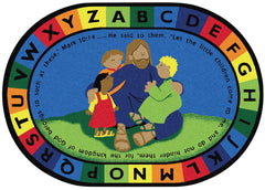 CARPETS FOR KIDS - KIDSVALUE PLUS JESUS LOVES THE LITTLE CHILDREN - OVAL - 6 FT X 9 FT - SPECIFY CARPET COLOR