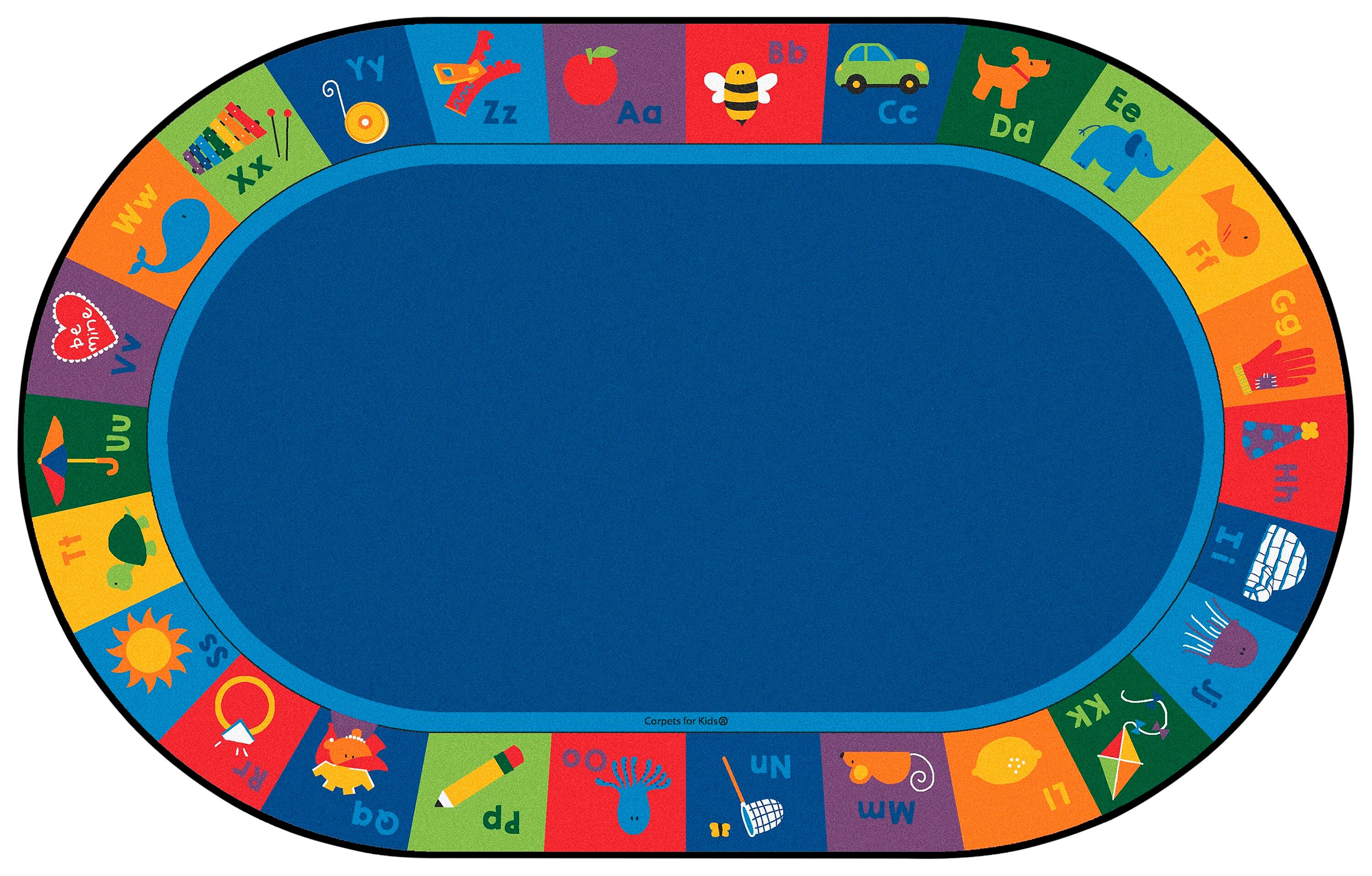 CARPETS FOR KIDS - PREMIUM SEQUENTIAL SEATING LITERACY - OVAL - 6 FT 9 IN X 9 FT 5 IN - SPECIFY CARPET COLOR