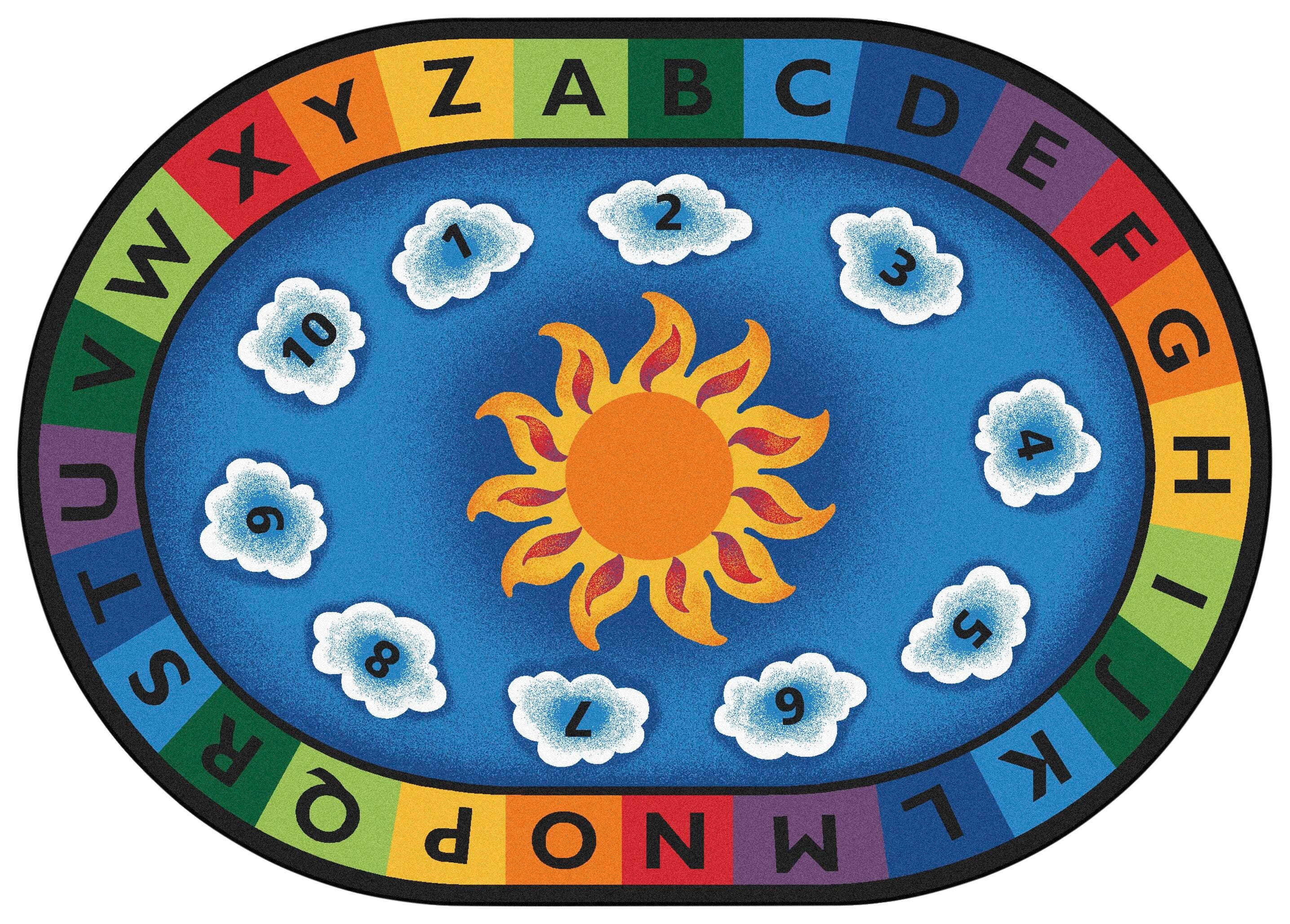 CARPETS FOR KIDS - PREMIUM SUNNY DAY LEARN AND PLAY - OVAL - 4 FT 5 IN X 5 FT 10 IN - SPECIFY CARPET COLOR